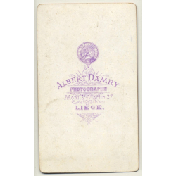 A. Damry / Liége: Young Woman Lost In Thought (Vintage Carte De Visite / CDV ~1870)