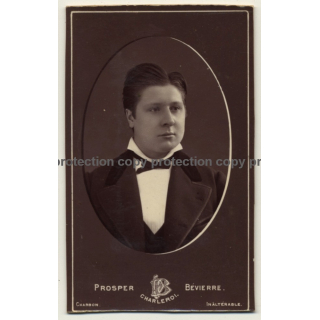 A. Damry / Liége: Old Man In Suit W. Vest (Vintage Carte De Visite / CDV ~1870)