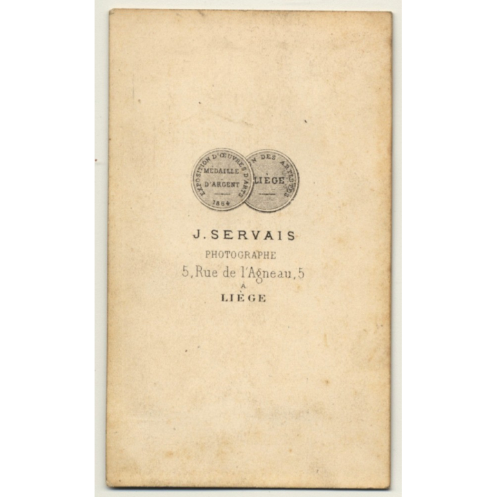 J. Servais / Liége: Fine Woman In Elaborate Dress (Vintage Carte De Visite / CDV ~1860s)