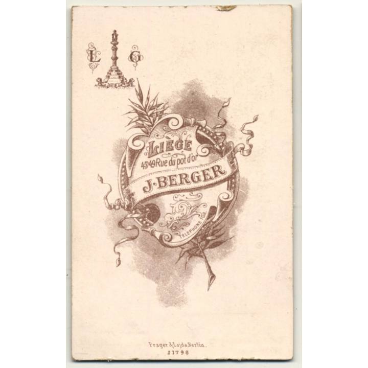 F. Berger / Liége: Elegant Woman / White Dress (Vintage Carte De Visite / CDV ~1860s)