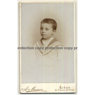 A. Massin / Liége: Little Boy In Sailor Suit (Vintage Carte De Visite / CDV ~1860s)