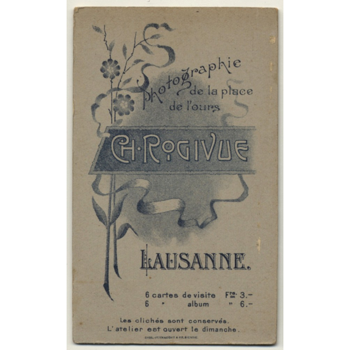 Ch. Rogivue / Lausanne: Baby Girl In White Dress (Vintage Carte De Visite / CDV ~1900s)