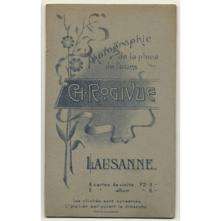 Ch. Rogivue / Lausanne: Baby Girl In White Dress (Vintage Carte De Visite / CDV ~1900s)