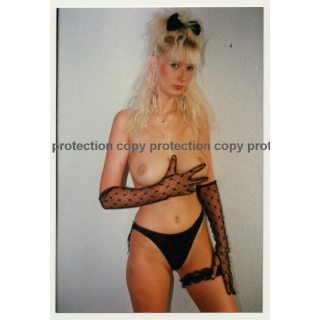 Tall Slim Blonde Semi Nude Bunny *3 / Garter (Vintage Photo GDR 1980s)