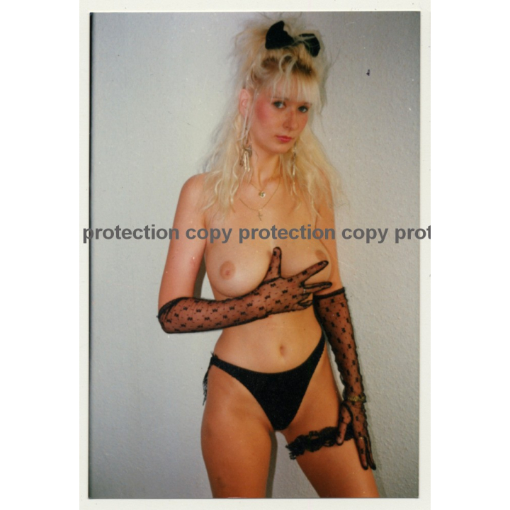 Tall Slim Blonde Semi Nude Bunny *3 / Garter (Vintage Photo GDR 1980s)