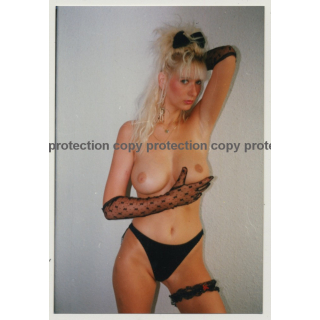 Tall Slim Blonde Semi Nude Bunny *6 / Big Boobs (Vintage Photo GDR 1980s)