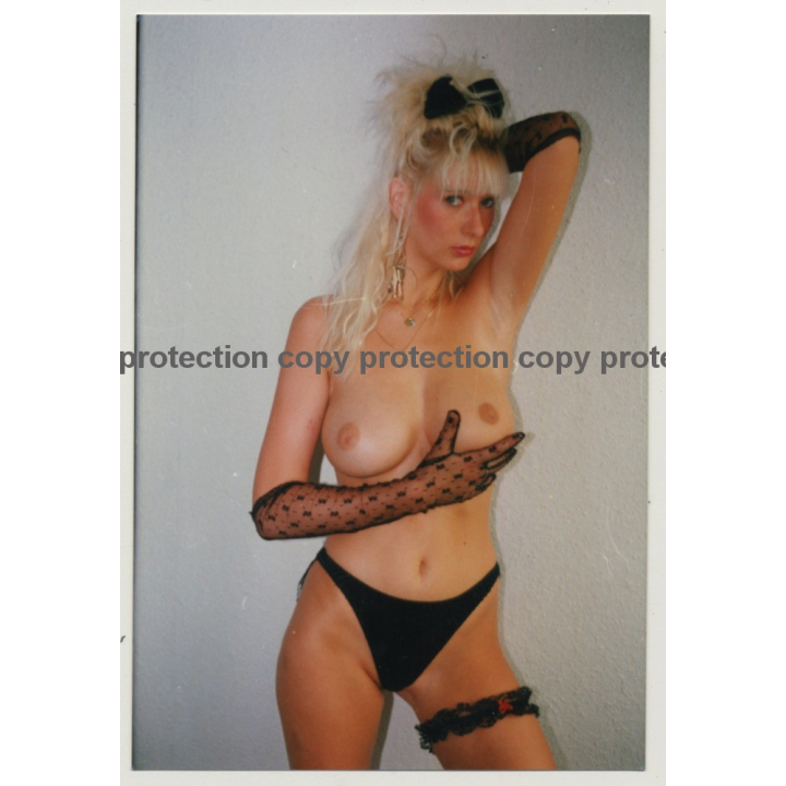 Tall Slim Blonde Semi Nude Bunny *6 / Big Boobs (Vintage Photo GDR 1980s)