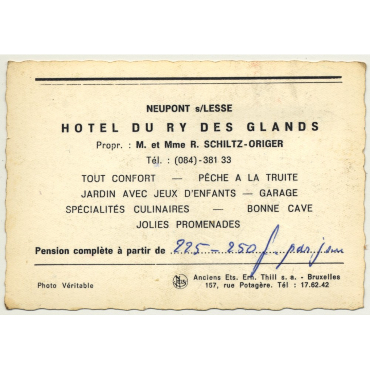 Neupont Sur Lesse: Hotel Du Ry Des Glands (Vintage Photo Nels Belgium)
