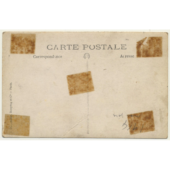 Staff Of French Hotel / Group Photo - Dog - Cooks - Maids (Vintage RPPC 1914)