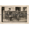 Staff Of French Hotel / Group Photo - Dog - Cooks - Maids (Vintage RPPC 1914)