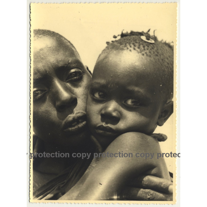 Congo Belge: Portrait Of Native Woman & Baby Girl (Vintage Photo Semal ~1950s)