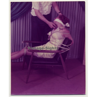 Redheaded Woman Tied To Chair *3 / Gag - Master - BDSM (Vintage Photo USA ~1970s)