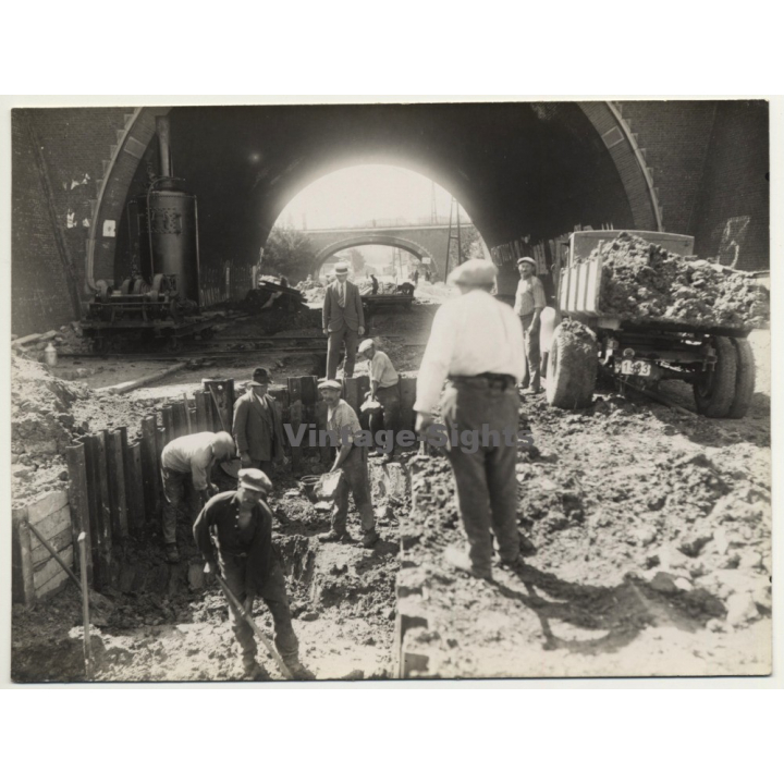 Netherlands: Workers - Sewer Construction - Canal *2 (Vintage Photo ~1920s)