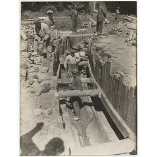Netherlands: Workers - Sewer Construction - Canal *4 (Vintage Photo ~1920s)