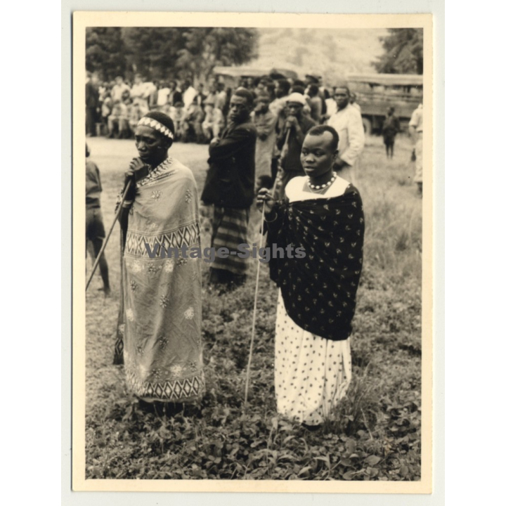 Congo - Belge: 2 Native Women In Ceremonial Dress / Tribal (Vintage Photo ~1950s)