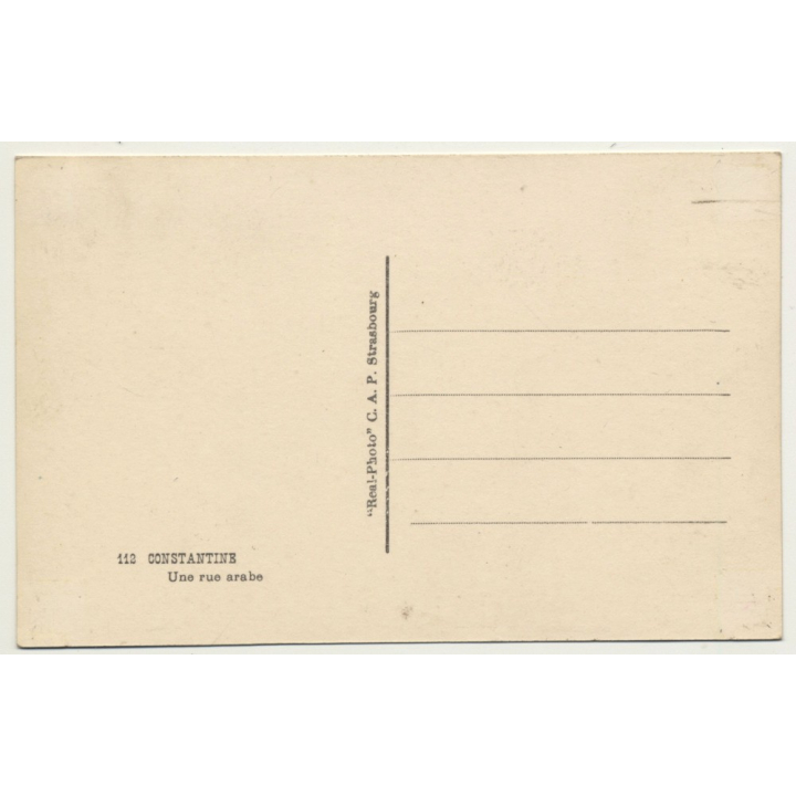 Constantine / Algeria: Un Rue Arabe (Vintage RPPC ~1930s)