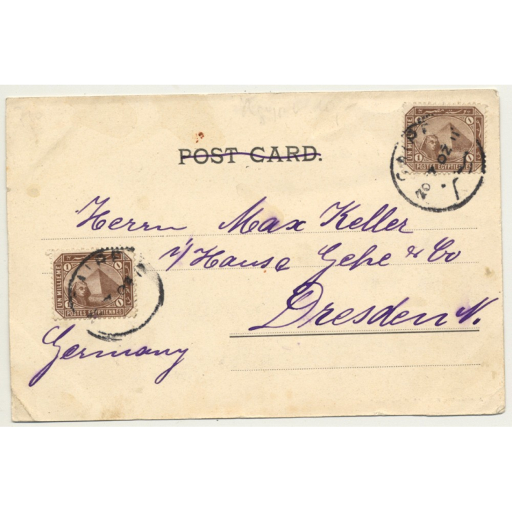 Cairo / Egypt: Street Scene - Donkey - Mosque (Vintage Postcard 1905)