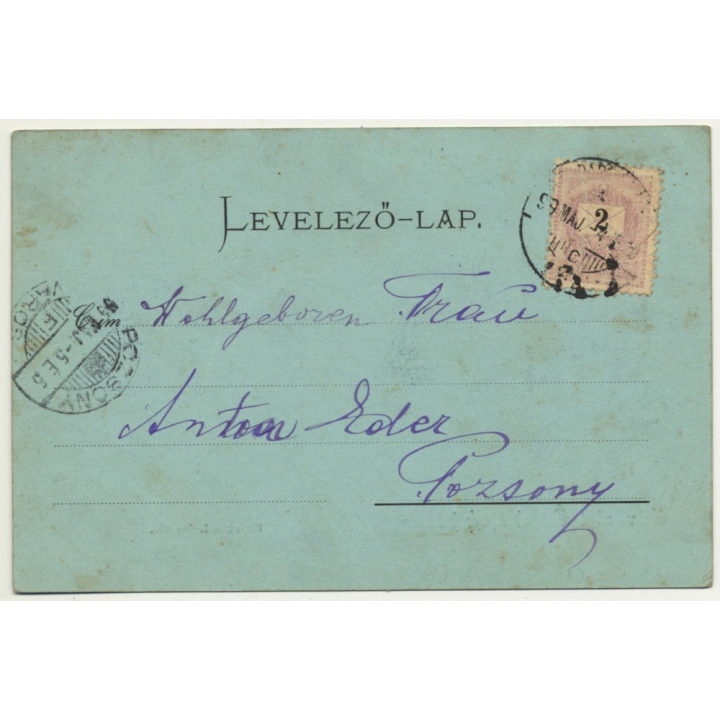 Udvozlet Ersekujvarbol / Slovakia: Kossuth Lajos Place - Moonlight (Vintage PC ~1900)