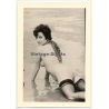 Sweet Blonde Semi Nude Woman In Neglige / Stockings (Vintage Photo B/W 1950s/1960s)