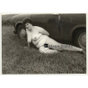 Chubby Nude Curlyhead In Front Of Trabant 601 *1 (Vintage Photo GDR 1970s/1980s)