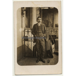 Belgian Dandy Boy Marcel Dandois / Art Nouveau - Pipe (Vintage RPPC ~1910s)
