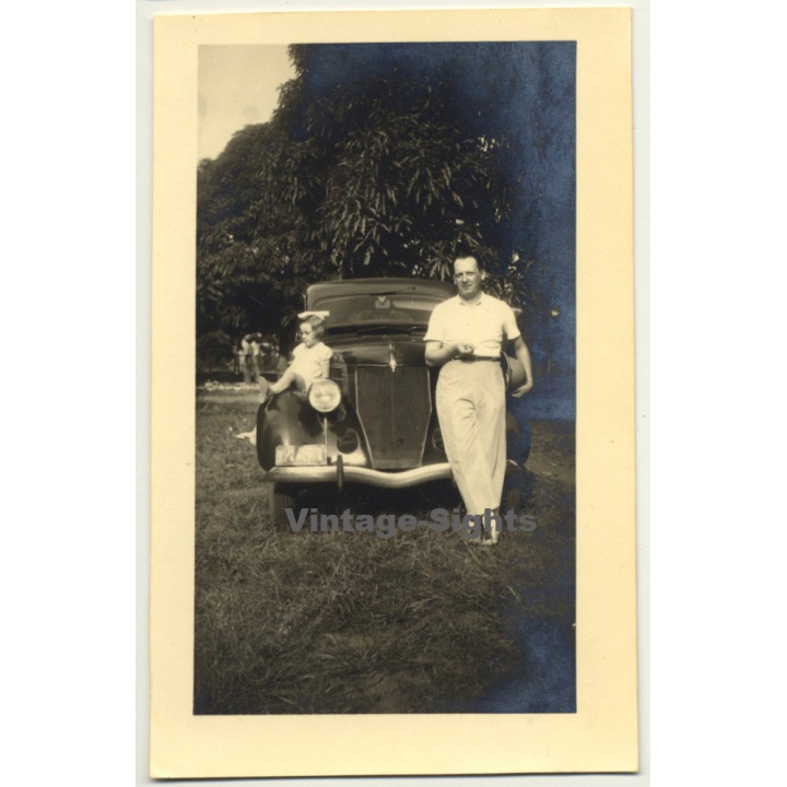 Congo Belge: Family In Front Of Ford 48 Coupe *2 (Vintage RPPC ~1930s)