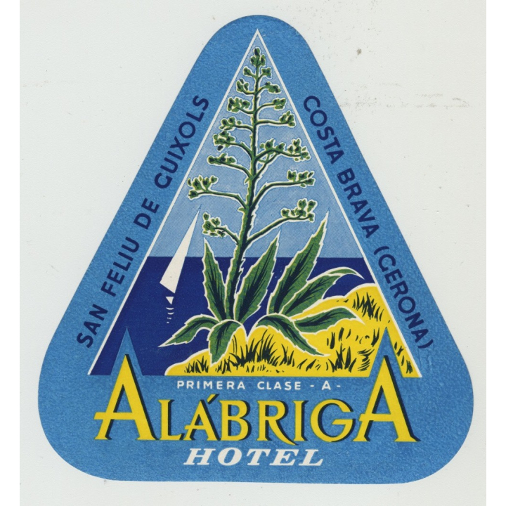 Alábriga Hotel - San Feliu De Cuixols / Spain (Vintage Luggage Label)