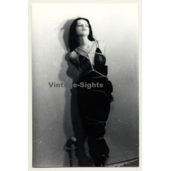 Darkhaired Beauty In Black Dress Tied Up / Bondage - BDSM (Vintage Photo ~1960s)