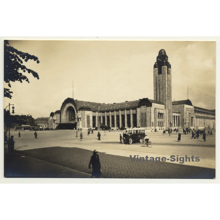 Helsinki / Finland: Rautatieasema - Train Station (Vintage RPPC Gelatin Silver)