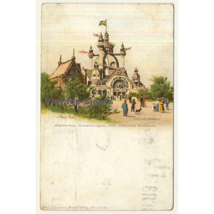 Stockholm / Sweden: Exhibition 1897 - Utställningen (Vintage Artist Postcard Anna Palm)