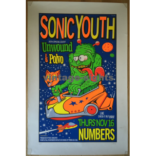 Sonic Youth, Unwound & Polvo (Vintage Concert Silk Screen Print 1995 1.ED / Uncle Charlie)