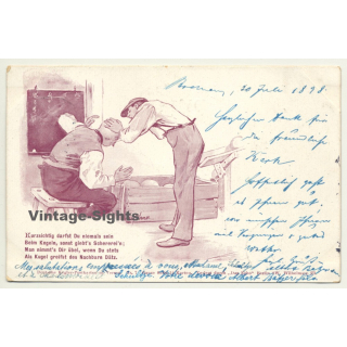 Kegeln / Bowling: Deutsche Kegler-Postkarten Nr. 7 (Vintage Funny Postcard 1898)