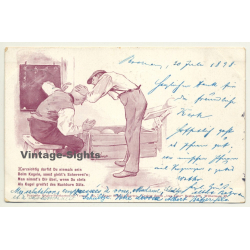 Kegeln / Bowling: Deutsche Kegler-Postkarten Nr. 7 (Vintage Funny Postcard 1898)