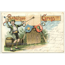 Schützen Gruss / Greeting From Rifleman (Vintage Postcard Litho 1909)