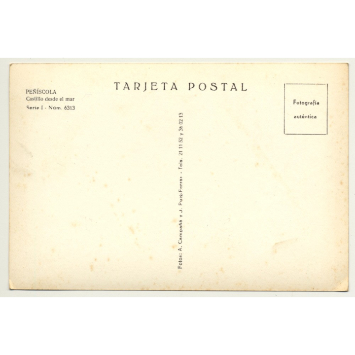 Peñiscola / Castellón: Castillo Desde El Mar (Vintage RPPC)