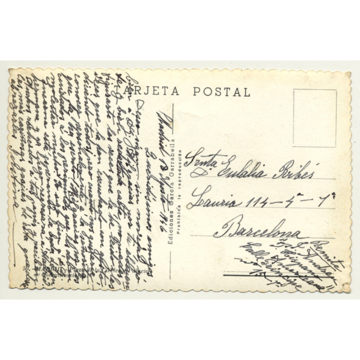 Madrid / Spain: Plaza La Cibeles - Palacio Comunicaciones (Vintage RPPC 1946 Gelatin Silver)