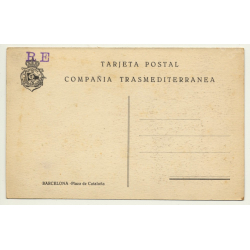 Barcelona / Spain: Plaza De Cataluña / Compañia Trasmediterranea (Vintage Postcard)