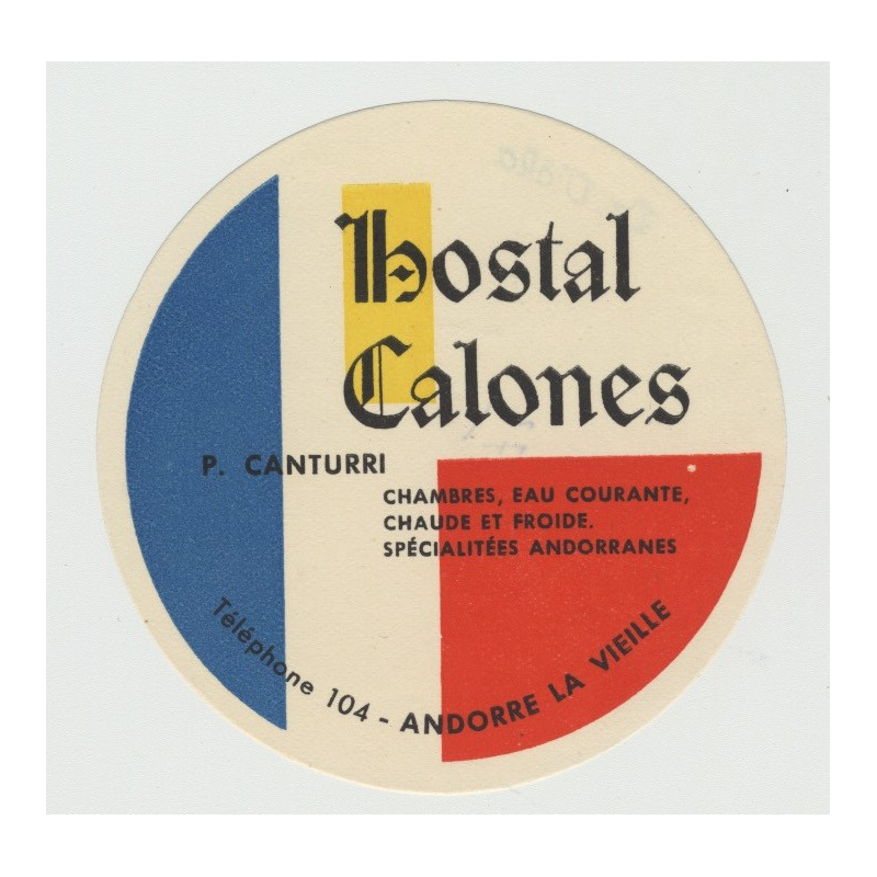 Hostal Calones - La Vieja / Andorra (Vintage Luggage Label)