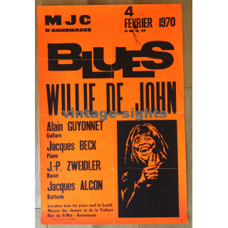 Willie De John - Blues 4 Fevrier 1970 (Vintage Concert Poster)