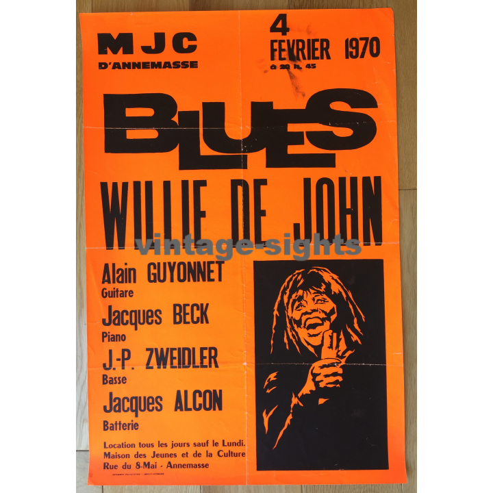 Willie De John - Blues 4 Fevrier 1970 (Vintage Concert Poster)