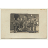 German Soldiers In The Barrack Yard / Accordion  (Vintage RPPC ~ 1910s/1920s)