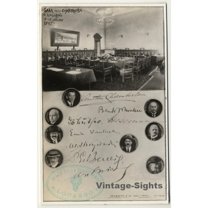 Locarno: Sala Della Conferenza - Pact Of Locarno - Luther (Vintage RPPC 1925)