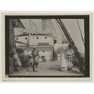 On Deck Of S/S Anversville - Companie Belge Maritime de Congo (Vintage Photo 1931)