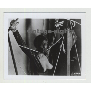 Busty Female In Lacquer Suite Tied In Torture Machine / Mask - BDSM (Vintage Amateur Photo)
