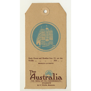 The Australia Hotel - Sydney / Australia (Vintage Luggage Tag)