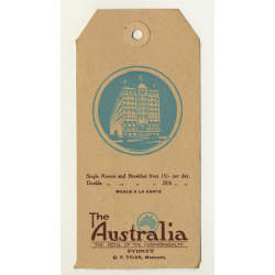 The Australia Hotel - Sydney / Australia (Vintage Luggage Tag)