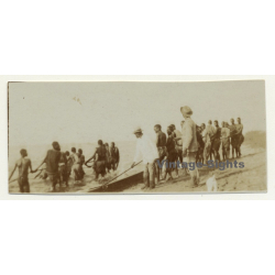 Congo-Belge: Locals Fish W. Self Built Construction - Lac Albert (Vintage Photo ~1920s/1930s)