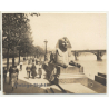 London / UK: Sphinx - Thames Embankment (Vintage Photo Sepia ~1920s)