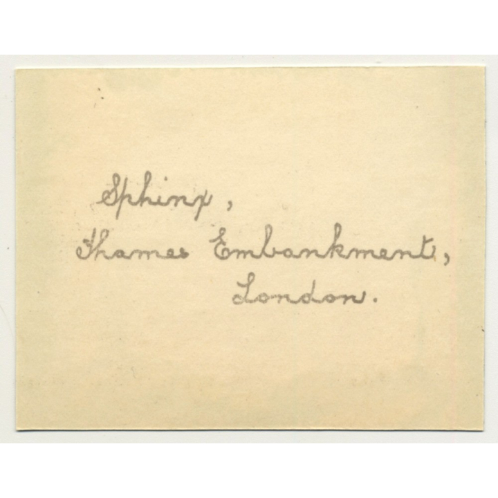London / UK: Sphinx - Thames Embankment (Vintage Photo Sepia ~1920s)