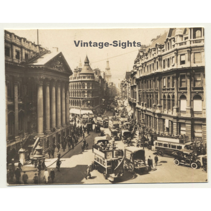 London / UK: Cheapside & Mansion House - Double-Decker (Vintage Photo Sepia ~1920s)